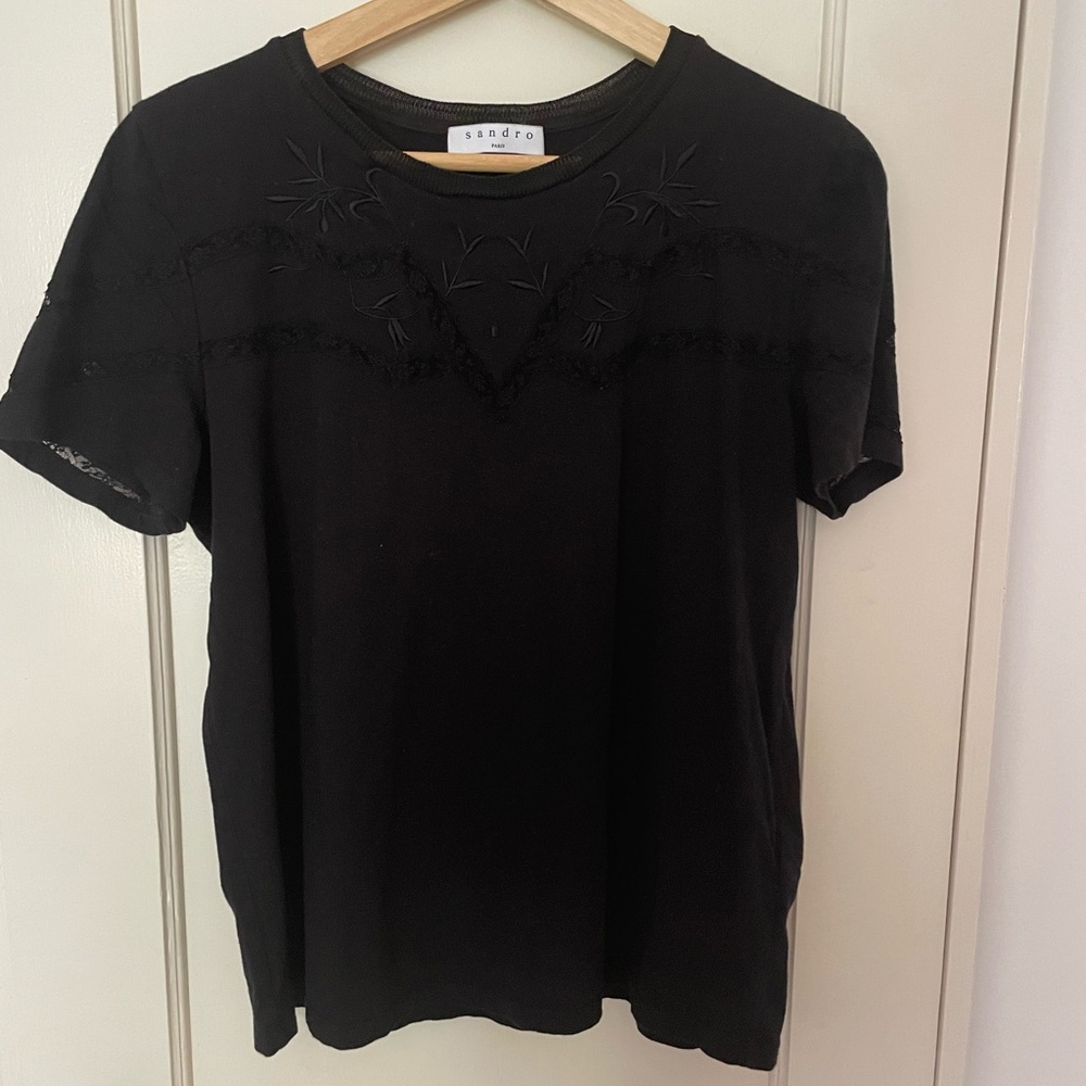 Sandro embroidered black t-shirt